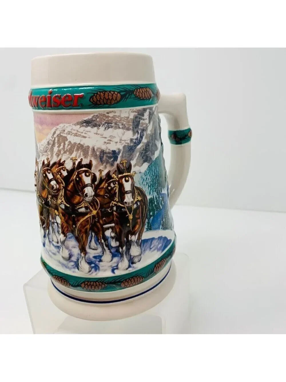 Anheuser Busch BUDWEISER BEER STEIN 3D 1993 Special Delivery Clydesdale Holiday